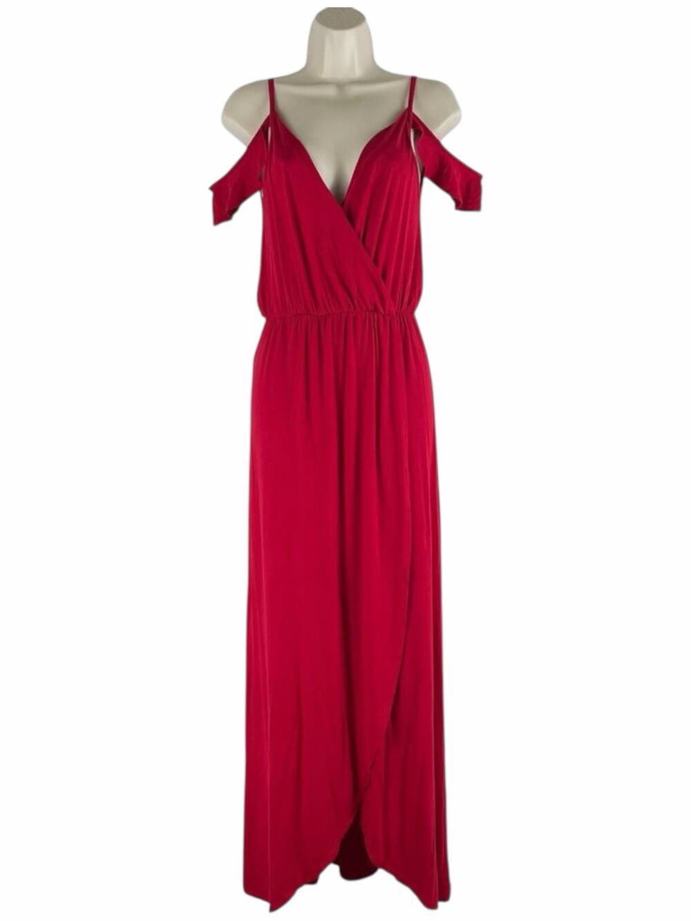 Rolla Coster Cold Shoulder Faux Wrap Maxi Dress Red Size S